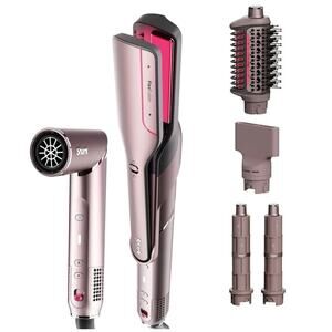 NEW Shark FlexFusion Air Styler Straightener Curling System Cosmic Blush Set